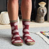 Women's Soft Lambswool Ankle Socks - Dark Red Hedgehogs