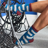Women's Soft Lambswool Ankle Socks - Teal Sheep