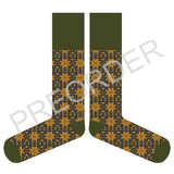 KNEE SOCKS - Lambswool - Women's - Fair Isle /  Charcoal/Mustard