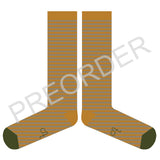 KNEE SOCKS - Lambswool - Women's - Striped - Mustard/Mushroom