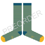 KNEE SOCKS - Lambswool - Women's - Striped - Teal/Mint