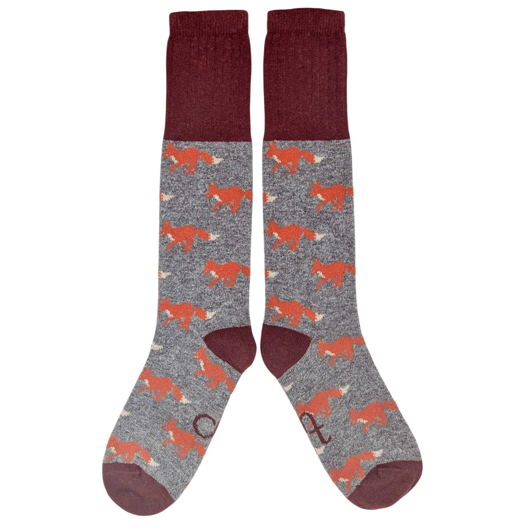 KNEE SOCKS - Lambswool - Women's - Fox - Grey