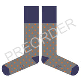 KNEE SOCKS - Lambswool - Women's - Small Spot - Grey/Orange