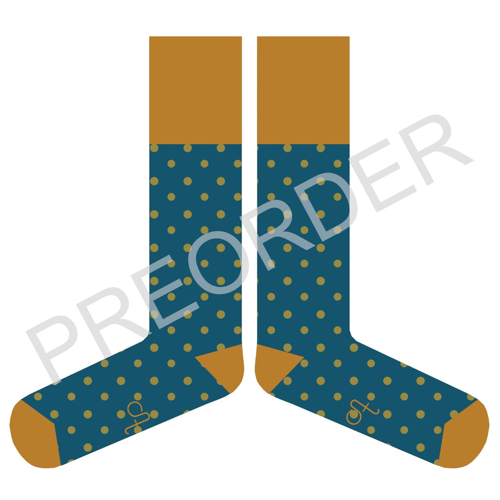 KNEE SOCKS - Lambswool - Women's - Small Spot - Teal/Green