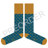 KNEE SOCKS - Lambswool - Women's - Small Spot - Teal/Green