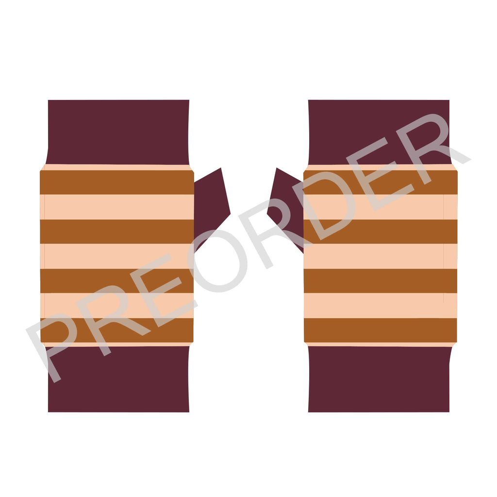 WRIST WARMERS - Lambswool - Stripe - Rust/Peach