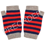 WRIST WARMERS - Lambswool - Stripe - Navy/Red
