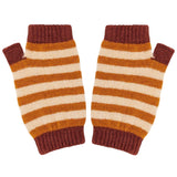 WRIST WARMERS - Lambswool - Stripe - Rust/Peach