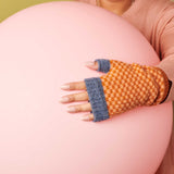 WRIST WARMERS - lambswool - check - peach