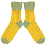 Yellow and Mint Green Cashmere Blend Slouch Socks