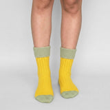 Yellow and Mint Green Cashmere Blend Slouch Socks