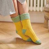 Yellow and Mint Green Cashmere Blend Slouch Socks