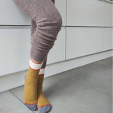 Unisex Organic Cotton Ribbed Ankle Socks - Lime Green Block