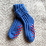 Kids Non-Slip Cashmere Blend Socks - Blue & Red