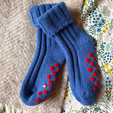 Kids Non-Slip Cashmere Blend Socks - Blue & Red