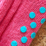 Kids Non-Slip Cashmere Blend Socks - Pink & Jade