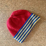 Kids' Lambswool Beanie - Red & Yellow Stripe