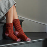 ANKLE SOCKS - lambswool & silk - unisex - rust - CASE SIZE 3