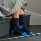 ANKLE SOCKS - lambswool & silk - unisex - blue  CASE SIZE 3