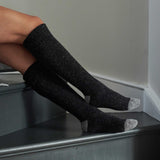 silk blend knee charcoal socks