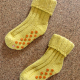 Kids Non-Slip Cashmere Blend Socks - Yellow & Orange