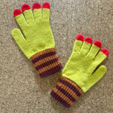 Kids' Lambswool Gloves - Yellow & Red Tips
