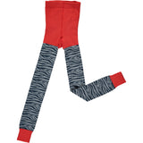 KIDS FOOTLESS TIGHTS - zebra - navy/red
